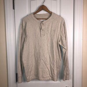Urban Pipeline Mens Henley Shirt 100% Cotton Base Layer‎ Beige Medium Coastal